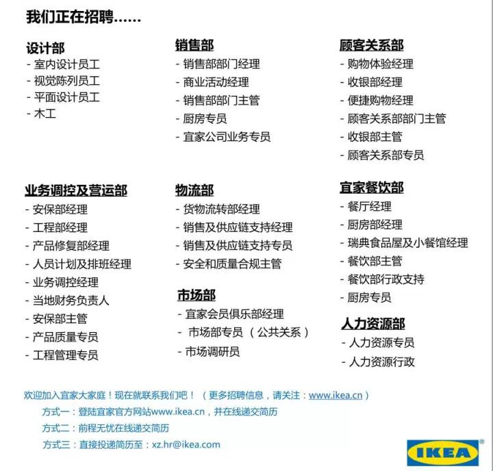 宜家家居最新招聘信息公布，寻找家居梦想合伙人！
